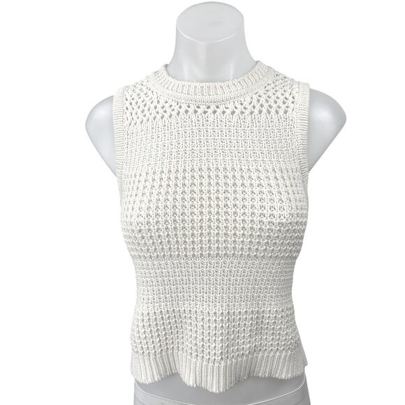 Universal Thread White Crochet Knit Sleeveless Pullover Crop Tank Top Cover Up S - Picture 1 of 4